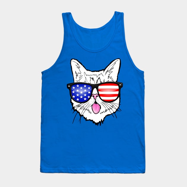 US Patriotic Cat Tank Top by PnJ